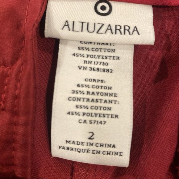 Altuzarra for Target Tuxedo Pants Womens Size 2 Red Velvet Straight Leg Ankle - Picture 13 of 13